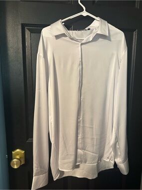 Classic White Men's Dress Shirt Silk - Long Sleeve